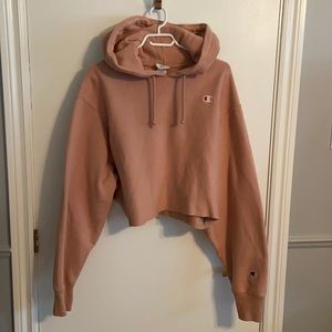 Pink Champion Cropped Hoodie